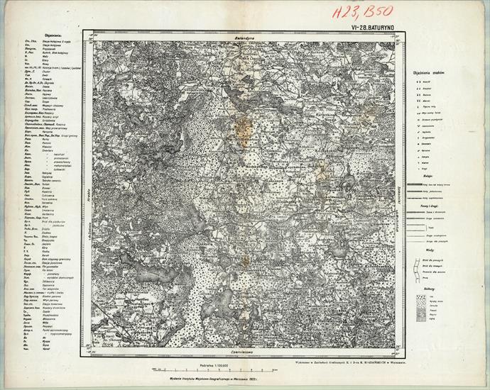 Mapa taktyczna Polski 1_100 000 - przedruki map zaborczych w cięciu rosyjskim - VI-28_BATURYNO_A23_B50_IWG_1922.jpg
