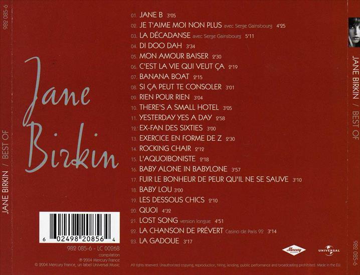 Jane Birkin - Best Of - Jane Birkin - Best Of  -  Arrire.jpg