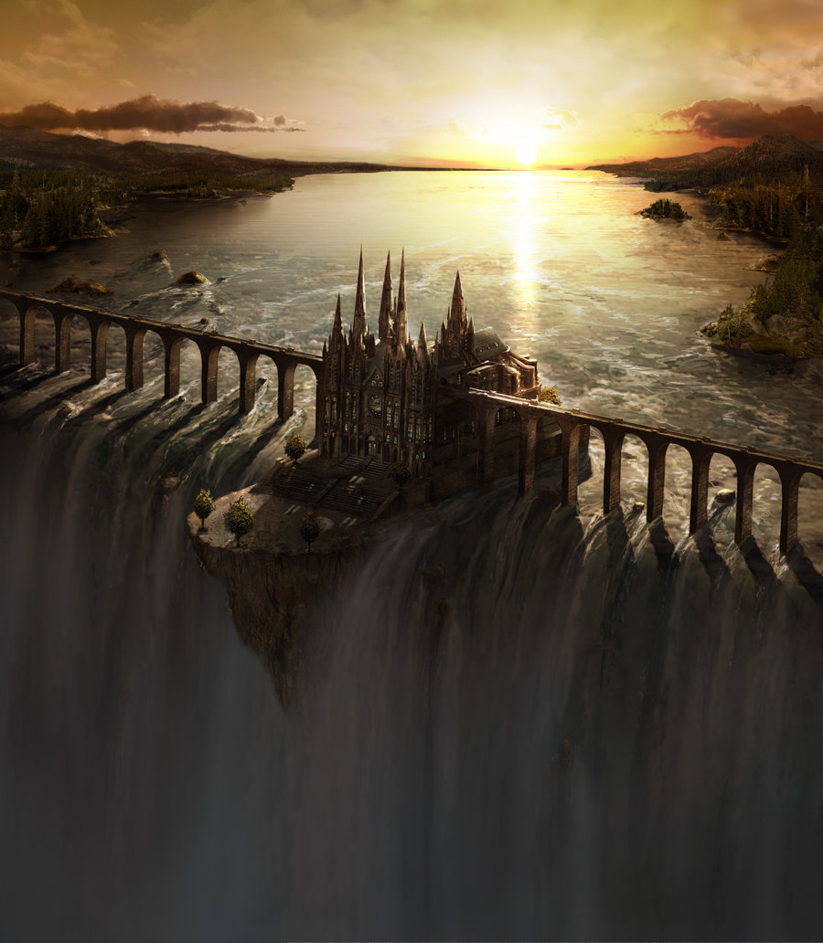 Fantastyka - Waterfall_Castle_by_fstarno.jpg