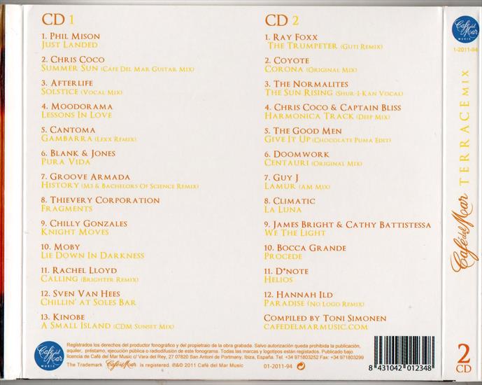 2011, Caf Del Mar - Terrace Mix 2 CD - Back.jpg