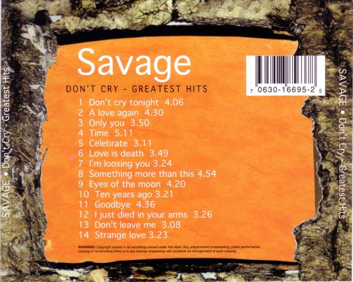 piekne piosenki maj SAVAGE - Greatest Hits - tył.jpg