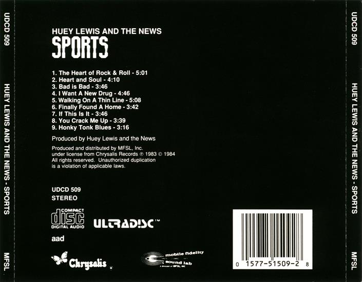 CD BACK COVER - CD BACK COVER - HUEY LEWIS  THE NEWS - Sports1.bmp