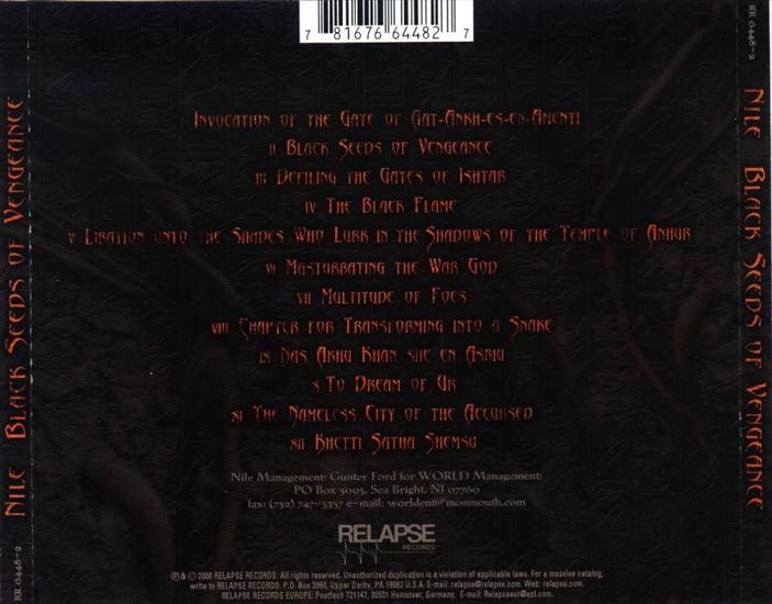 Nile - Black Seeds of Vengeance 2000 - Nile - Black Seeds Of Vengeance - Trasera.jpg
