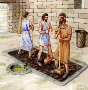 Starożytna Grecja... - tloczenie2a. Uzyskiwanie oliwy z oliwek metodą drewninych kafarów.jpg