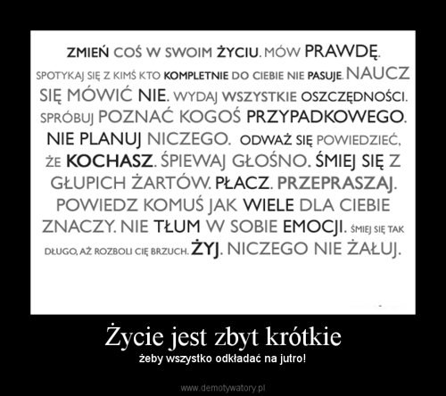 DEMOTYWATORY - Życie jest zbyt krótkie.jpg