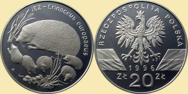 Monety Kolekcjonerskie - polska1996jez20zlotych.JPG