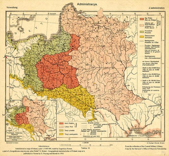 MAPY - 1916 Eugeniusz_Romer_Administrative_map_of_Poland_1916.jpg