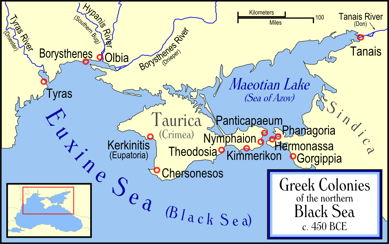 _ Mapy. Antyczna Grecja - kolonizacja grecka na północnych wybrzeżach morza czarnego ok. 450 pne.png
