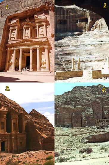 KRAJOBRAZY - Khazneh  zwana przez Beduinów Skarbcem Faraona  wykut... w skale piętrowa budowla powstała ok. I-II w. n-tile.jpg