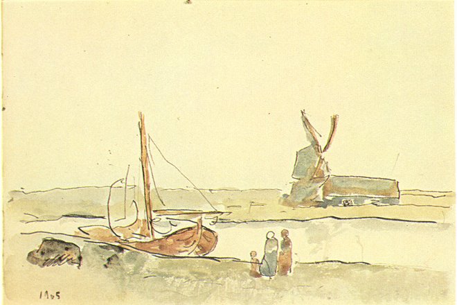 Picasso 1905 - Picasso Un bateau sur le canal. 1905. 12.5 x 18.5 cm. Pen-an.jpg