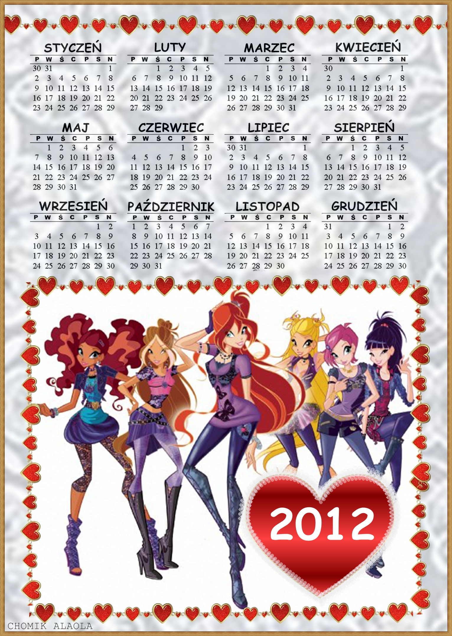 KALENDARZ 2012 - KALENDARZ 2012 WINX.JPG